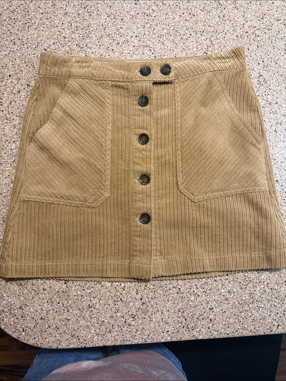NWOT Indigo Rein Button-Front Corduroy Mini Skirt - Tan